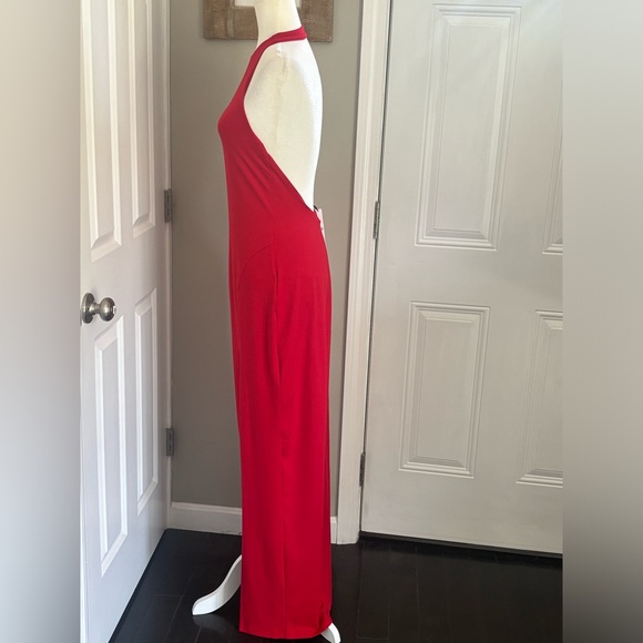 Susana Monaco Halter Low Back Slit Dress with Attached Bodysuit Lining - Picture 9 of 12